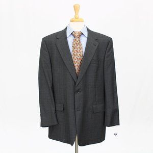 Hart Schaffner Marx 46R Gray Check 2-Button Sport Coat Blazer Jacket V343